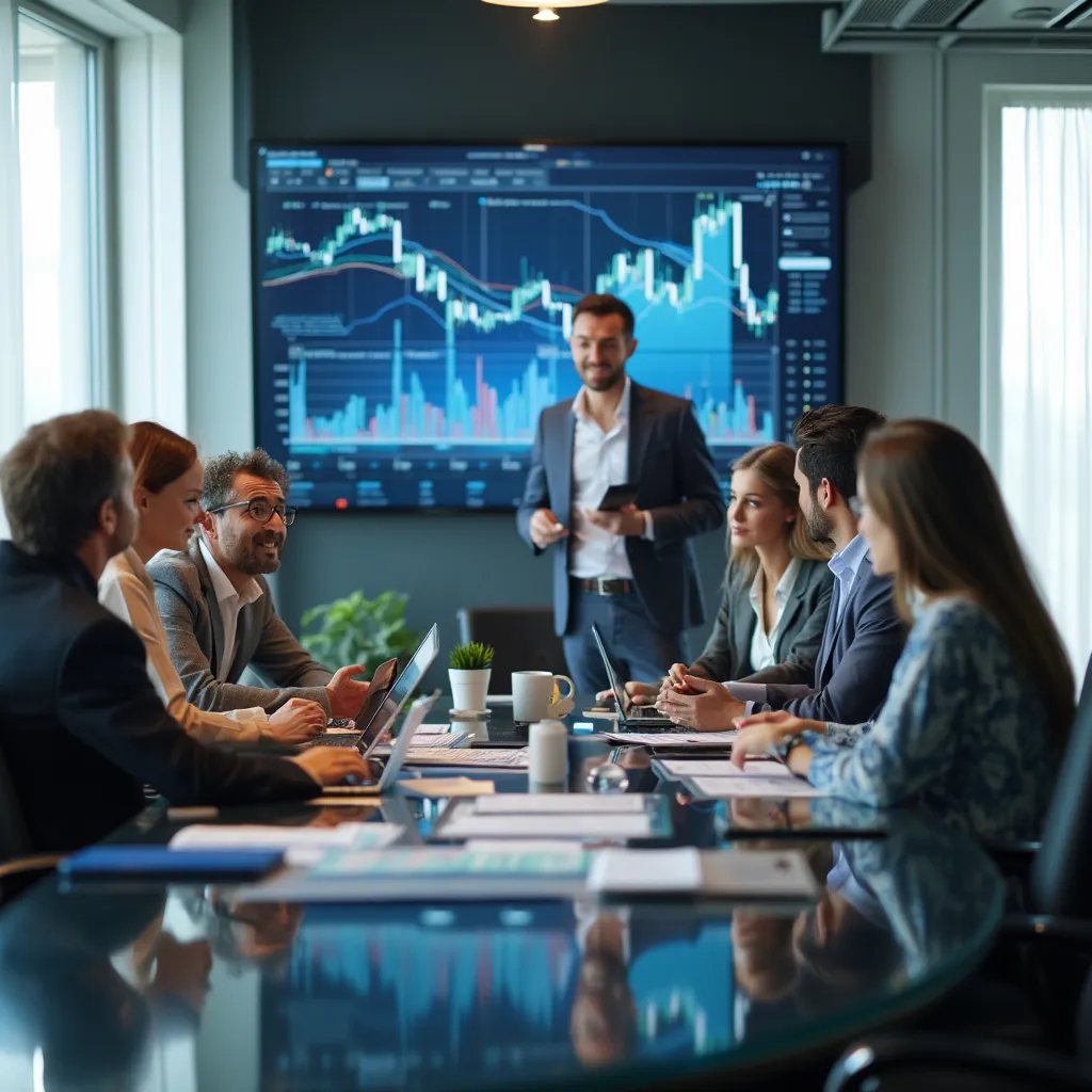 Reunión de equipo de ConsultoraFinAR discutiendo estrategias financieras